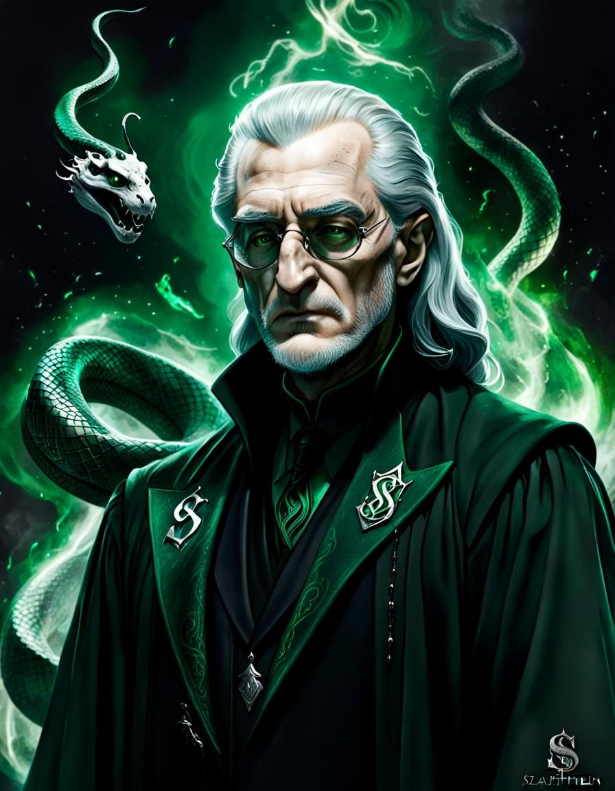 Salazar Slytherin as a Sinister Sorcerer in Silver and Emera...