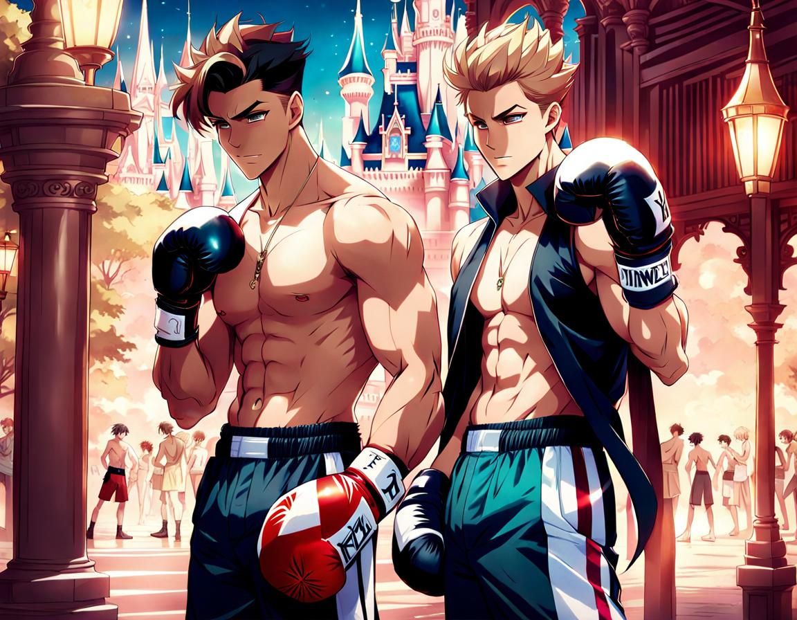 Boxers in Disney Park, Anime Art Style