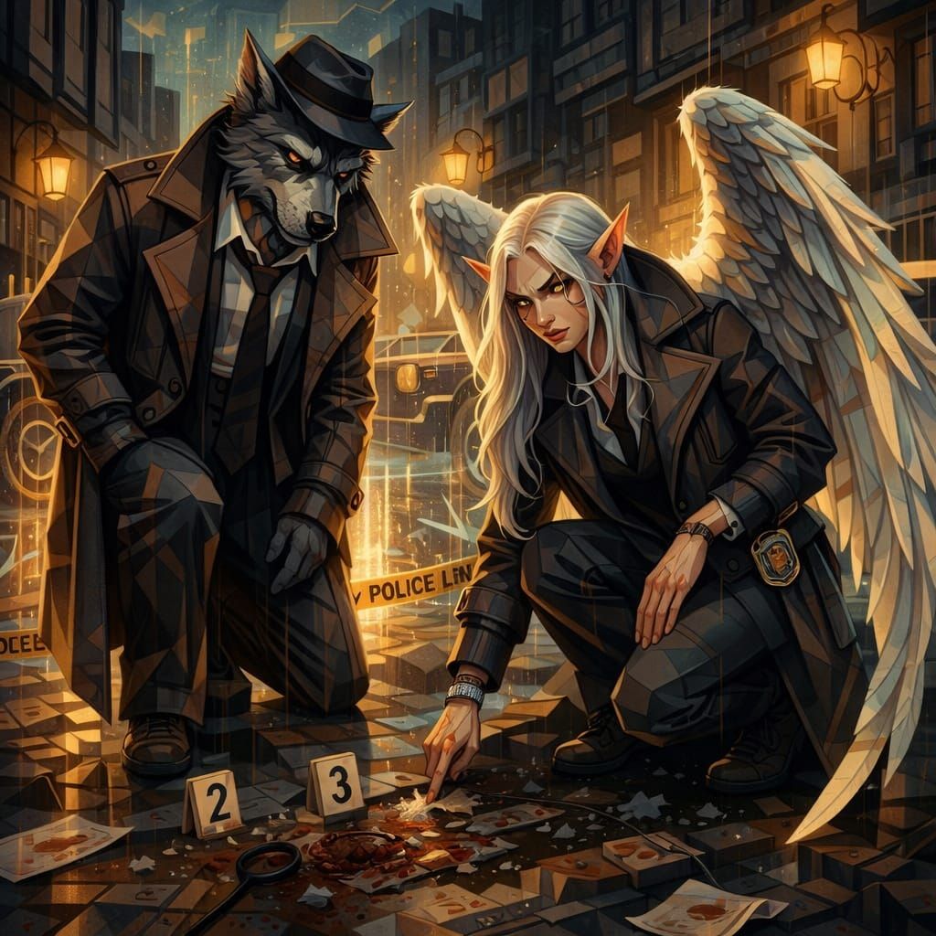 Anthropomorphic Wolf Detective in Noir City