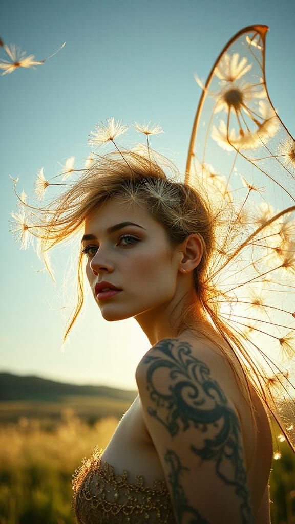 Dandelion Fairy Blowing Wisps: Fairypunk Goddess