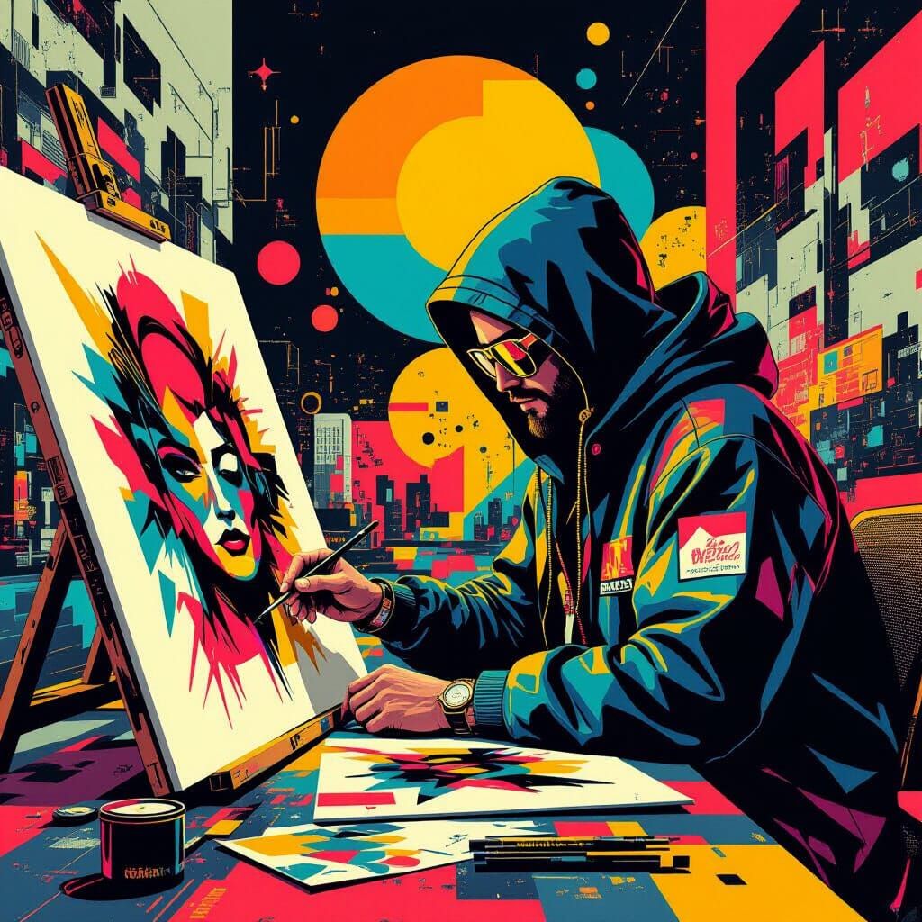 Dynamic Pop Art Graffiti in Bauhaus Studio