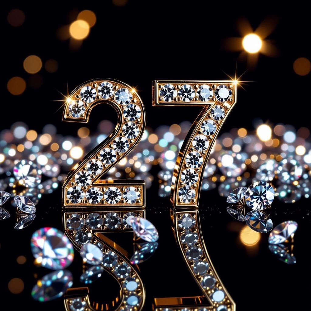 Golden Diamond Number 27 Reflected in Mirror