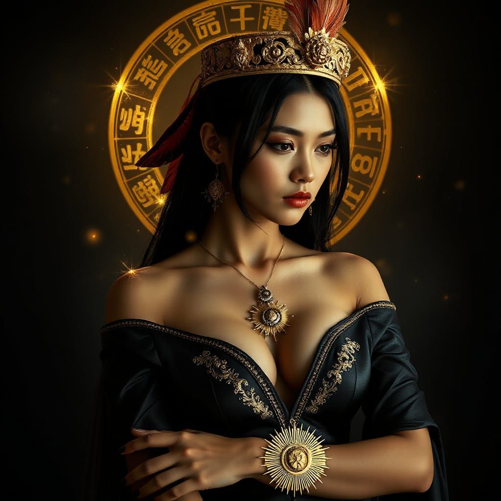 Ethereal Woman with Golden Halo and Crown