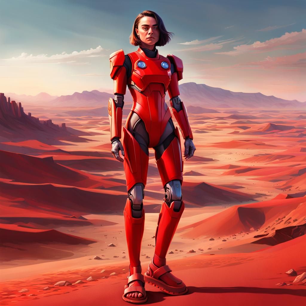 Maisie Williams as Mecha Pilot in Desert Evening