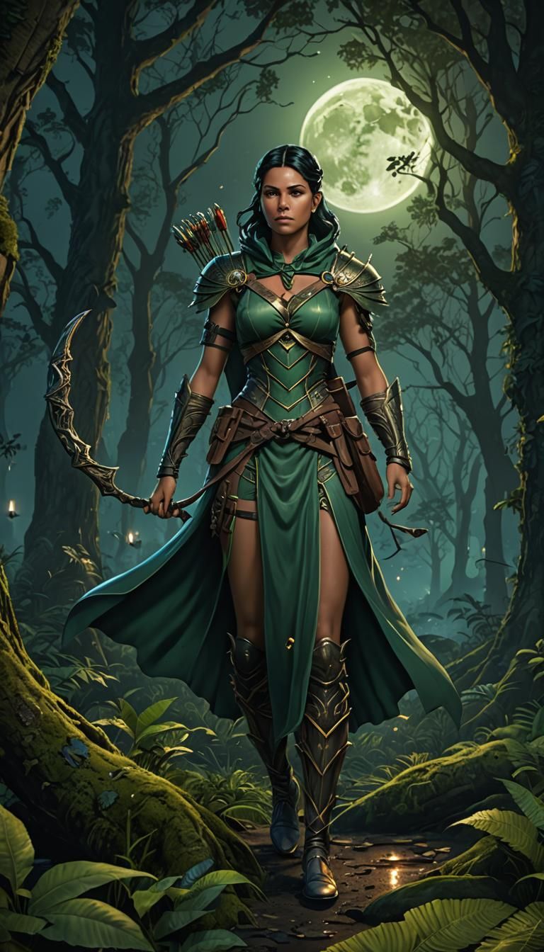 Archer Hunting at Night: Detailed Matte Painting