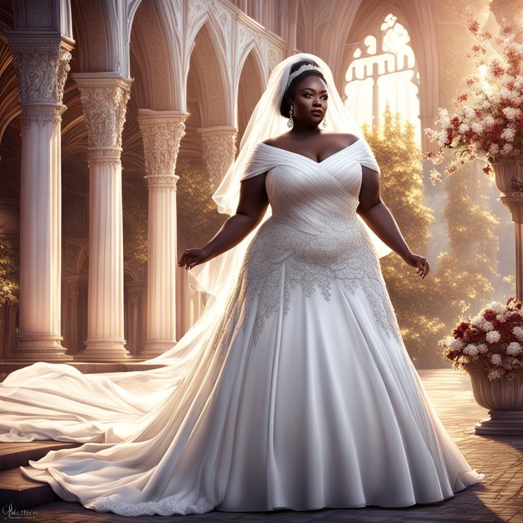 #BBW #Big #Beautiful #Woman #satin #wedding #bridal #gown #l...