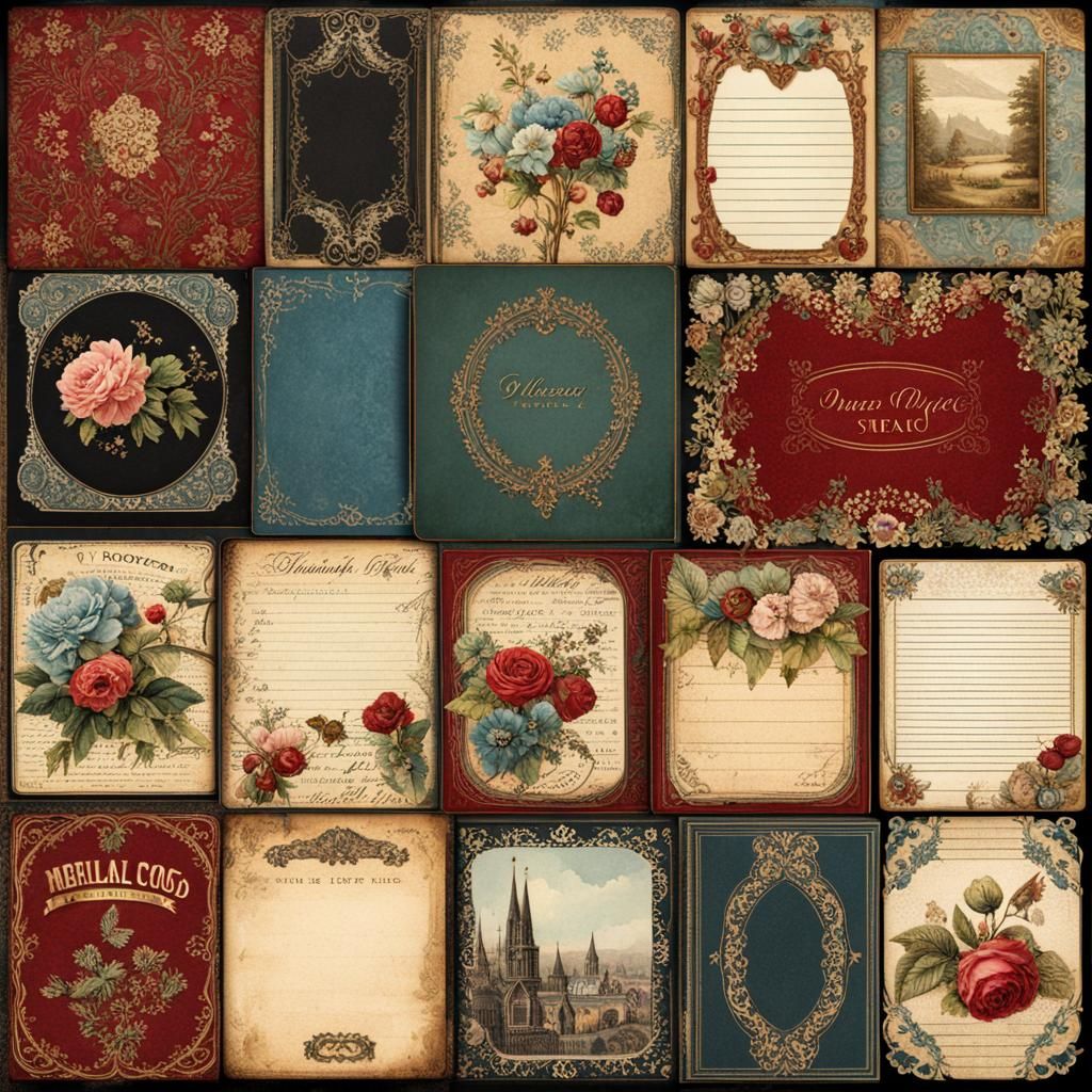 Gothic Vintage Ephemera for Scrapbooking in Watercolor