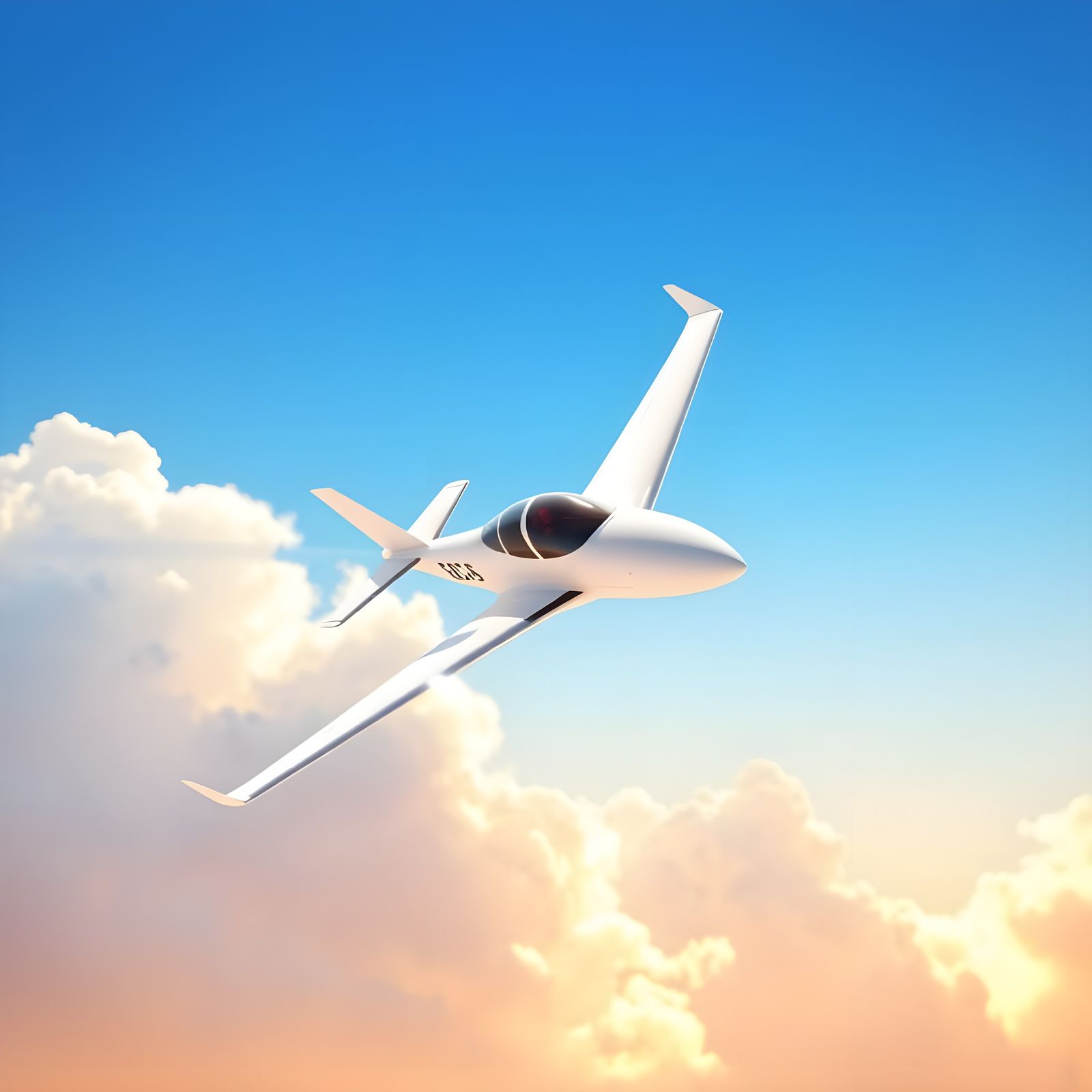 White Airplane Soaring Through Bright Sky