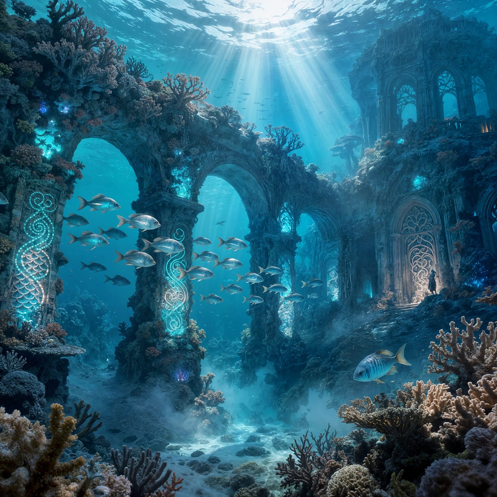 Bioluminescent Coral Palace Undersea Fantasy