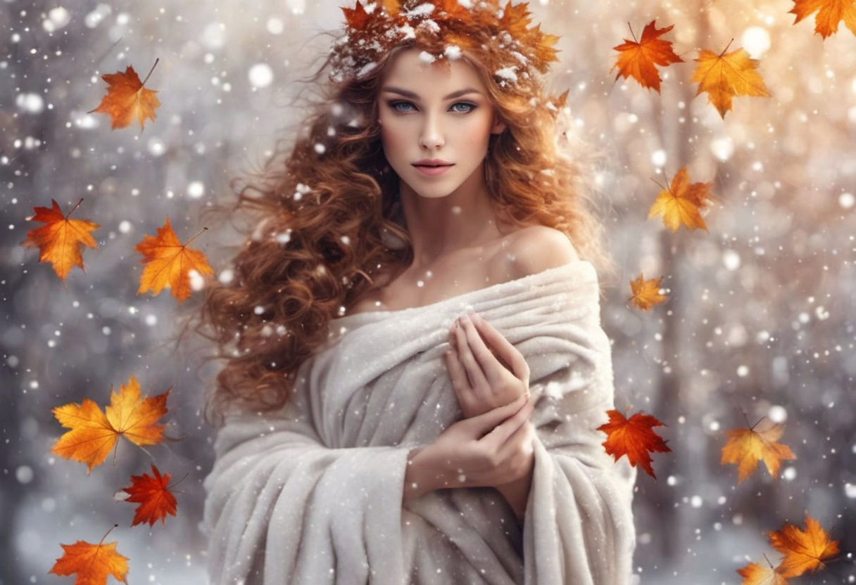 Mother Nature Changing Autumn into Winter