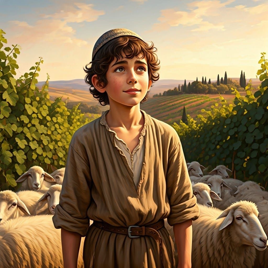 Serene 17th-Century Portrait of a Young Hebrew Boy with a Mo...