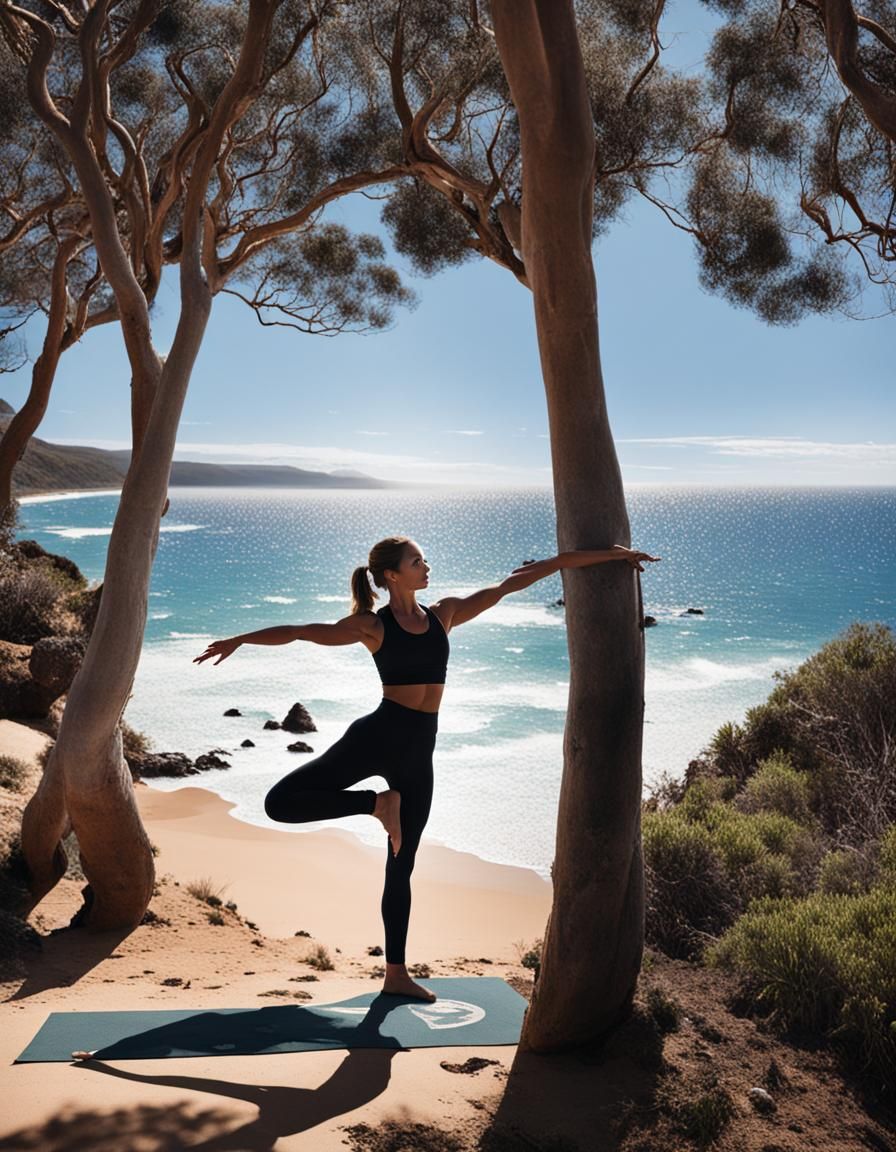 Yoga Girl Meditates on Australian Coast