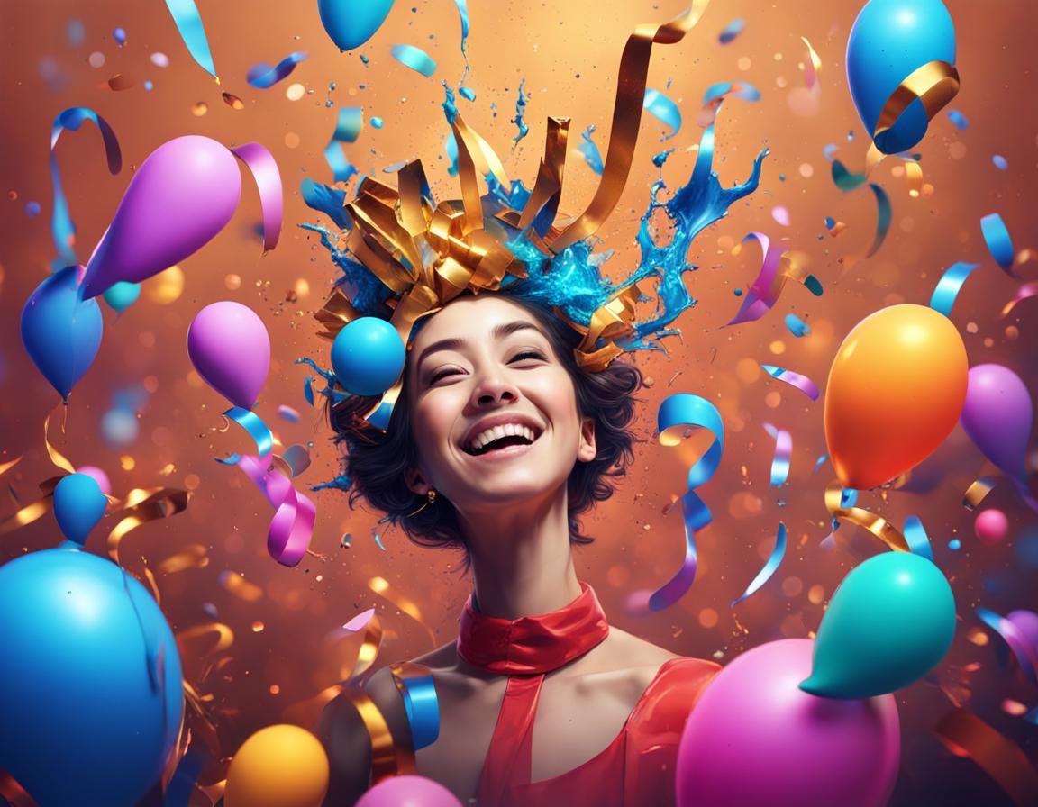 Hyperrealistic New Year Celebration in Splash Art Style