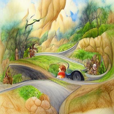Storybook Illustration: Long and Winding Adventure Road