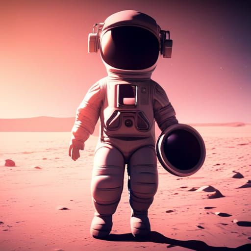 Astronaut Toying with a Galaxy in 3D Style