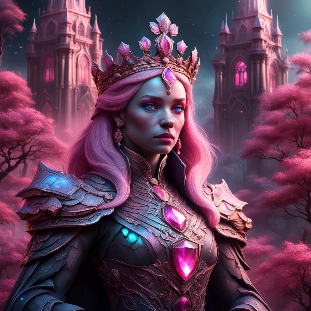 Pink Labradorite Queen: Detailed Fantasy Art