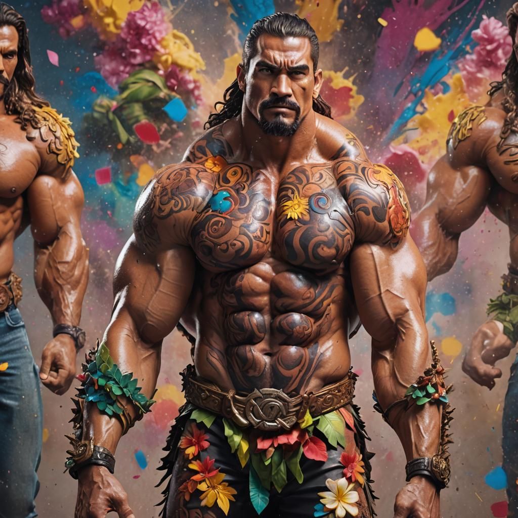 Maui Cosplay: Hyperrealistic Bodybuilder Portrait
