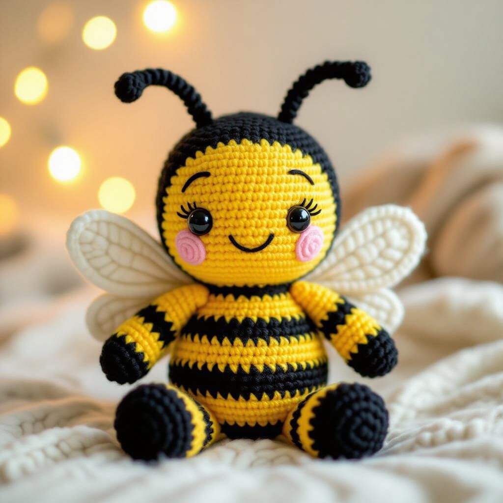 Hand-Crocheted Yellow and Black Plush Bee