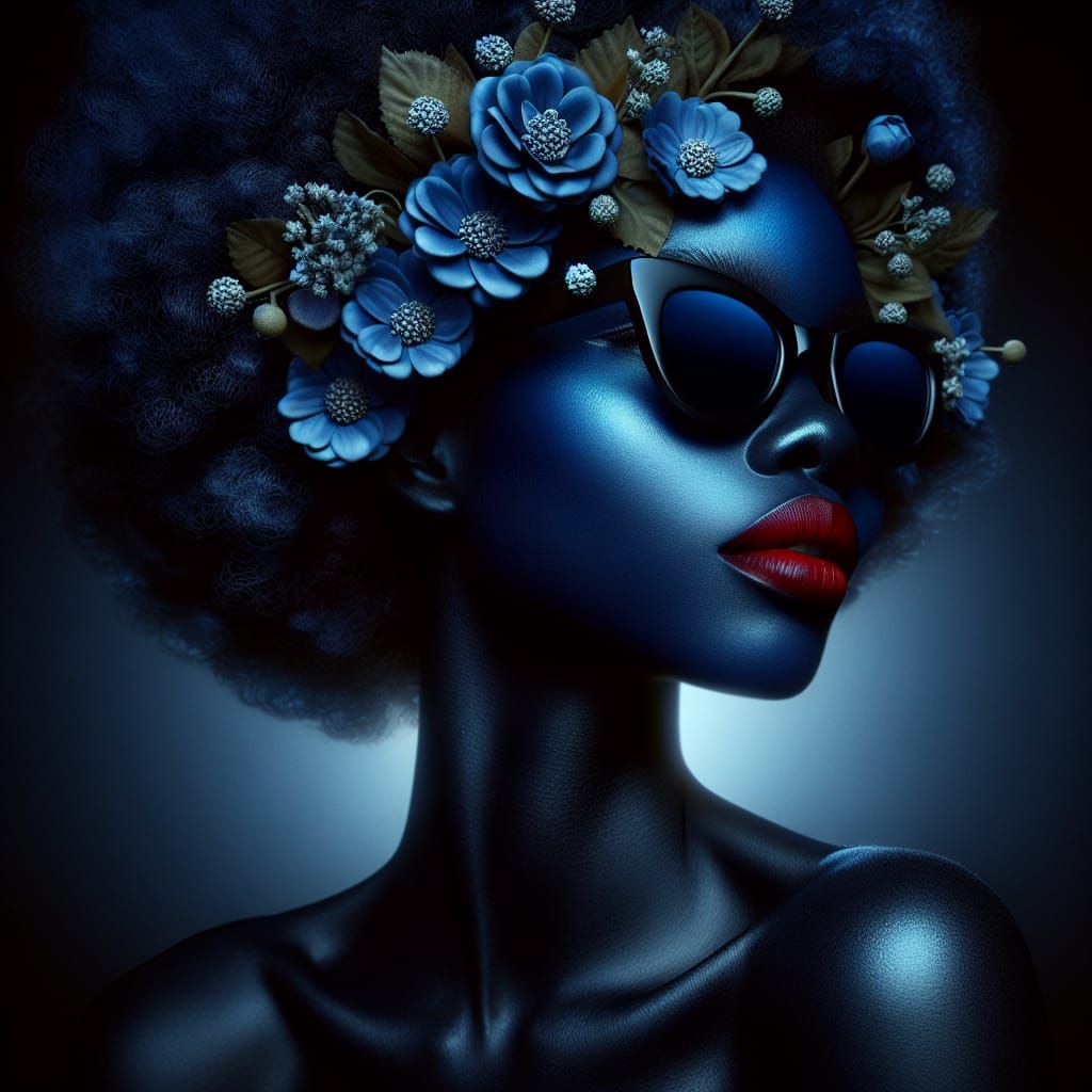 Afro Latina Goddess Illuminated in Vibrant Acrylic Oil Paint...