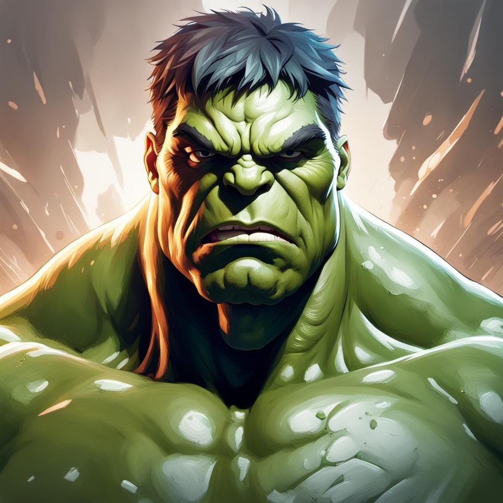 Detailed Hulk Portrait in Art Nouveau Style