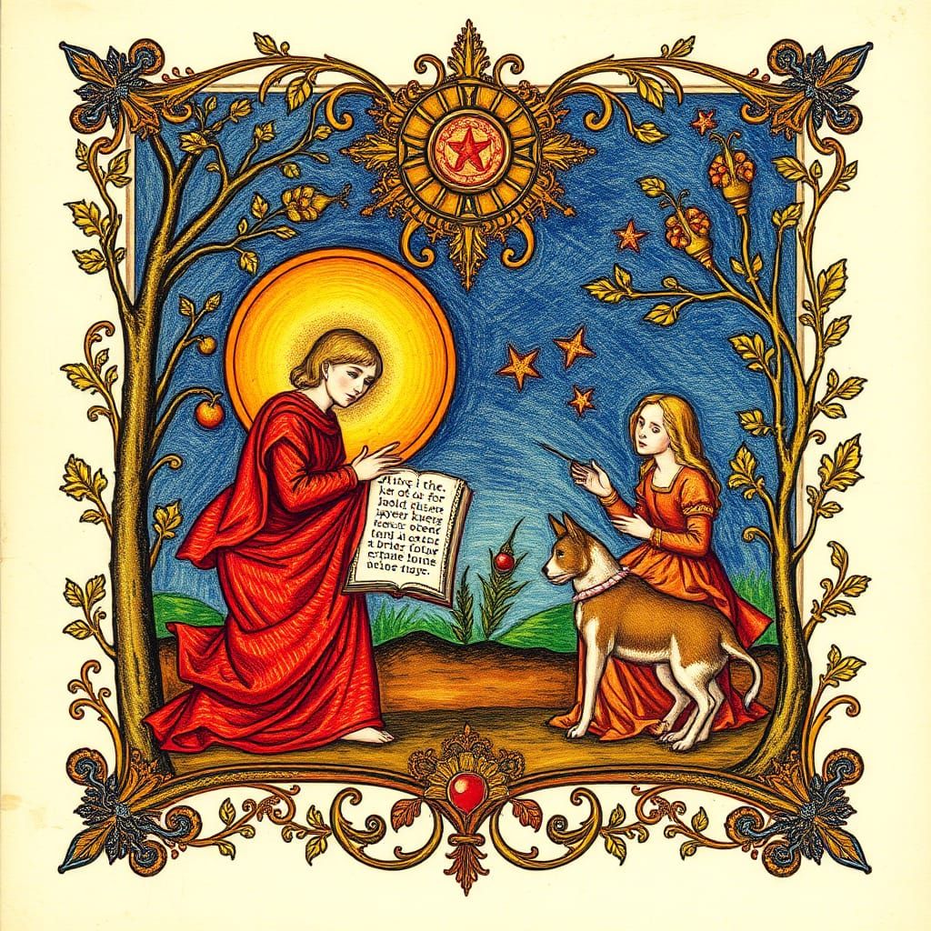 Illuminated Manuscript Page Art