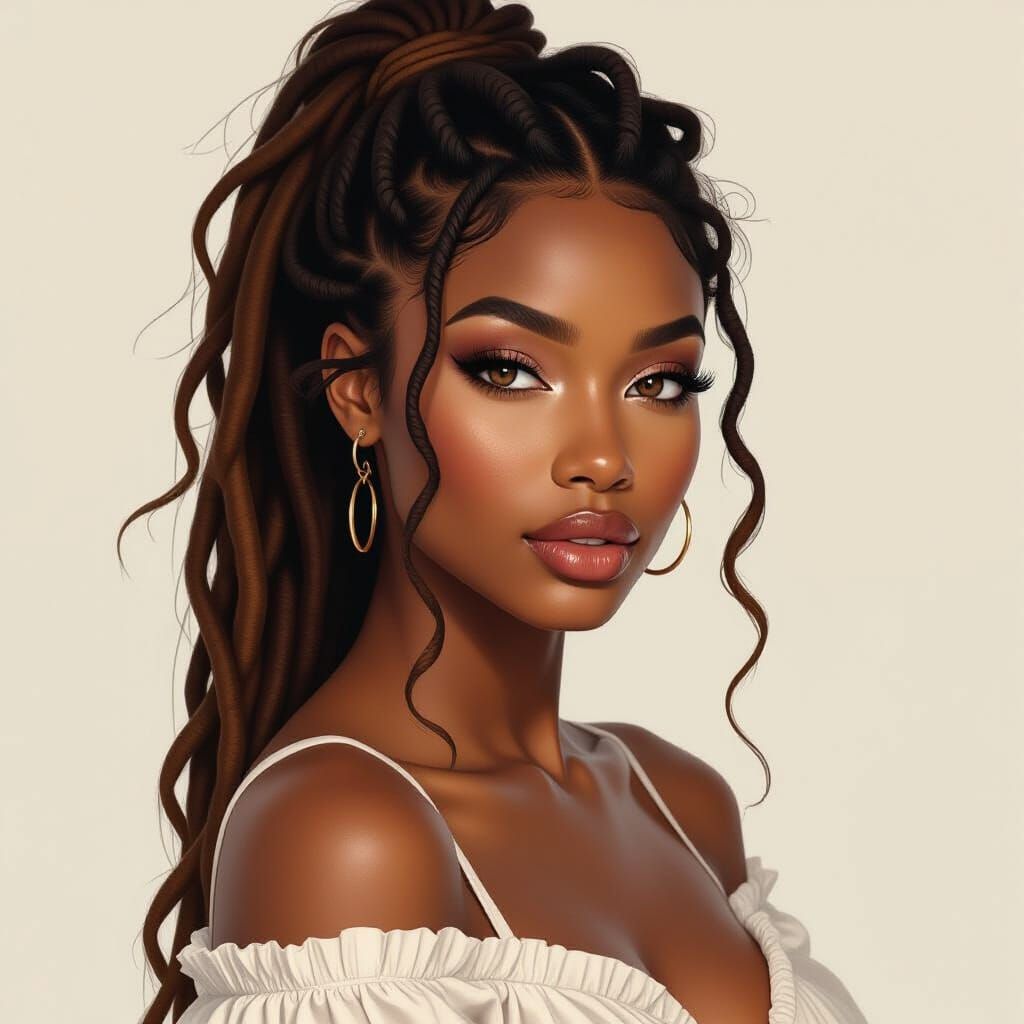 Striking Portrait of a Young Woman with Dreadlocks