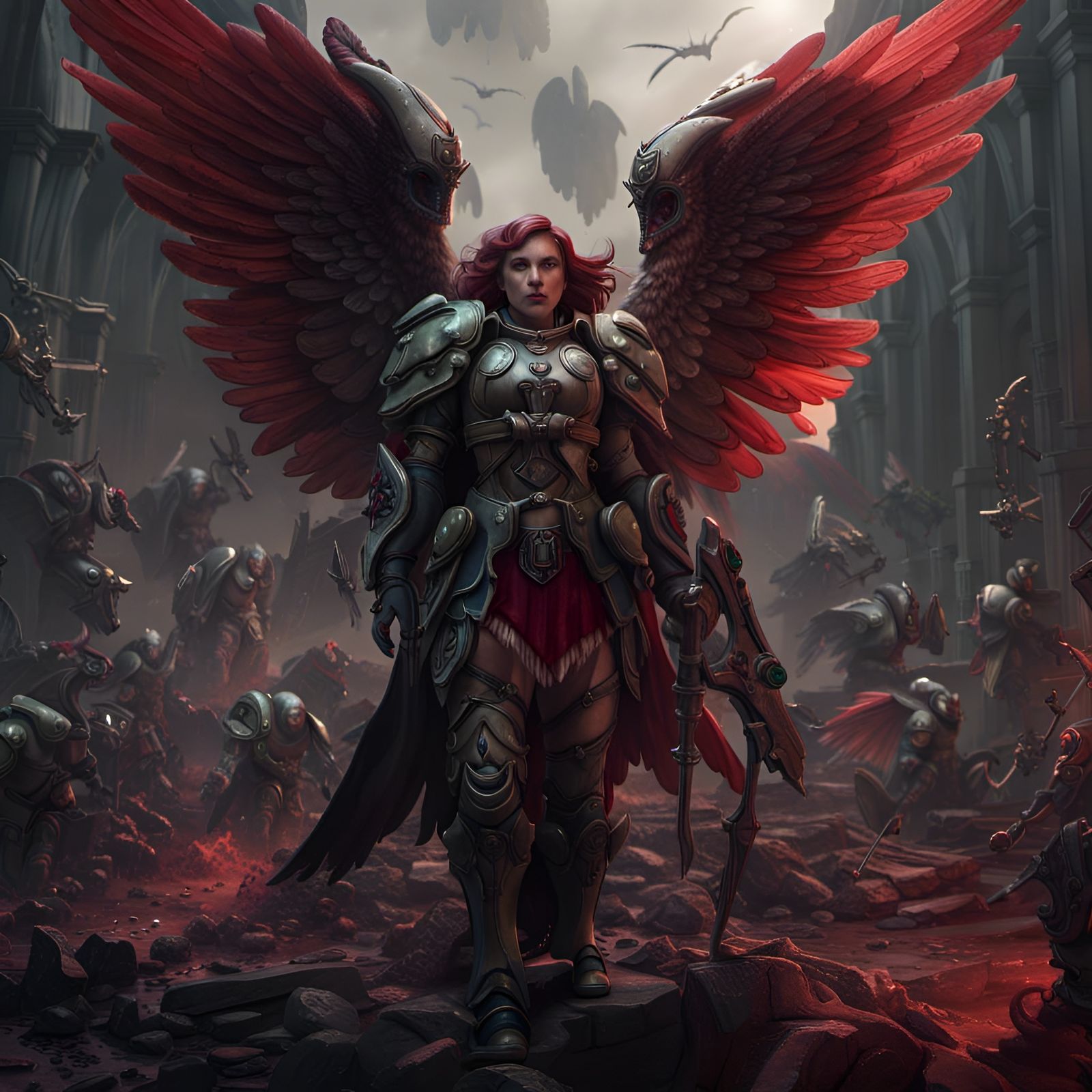 Detailed Dark Angels Fantasy Concept Art