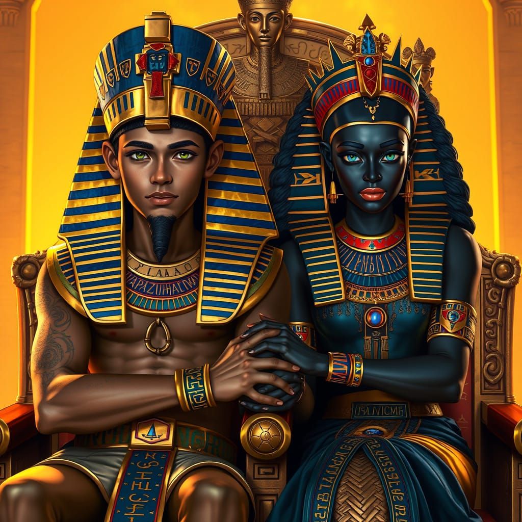 Regal Egyptian Monarchs Bask in Golden Dawn