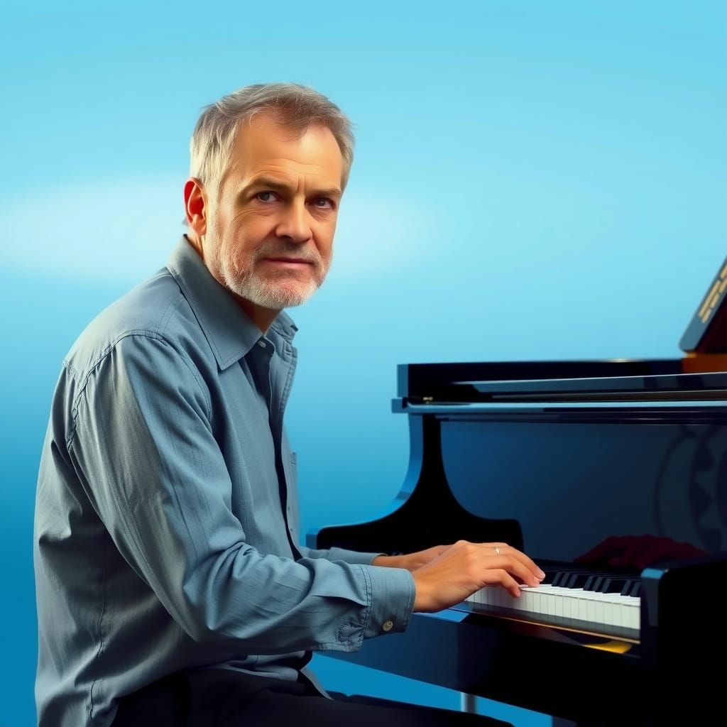 Elegant Pianist in Soft Summer Light