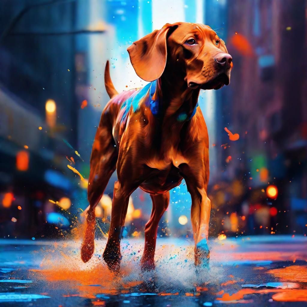 Vibrant Vizsla in Urban Wonderland