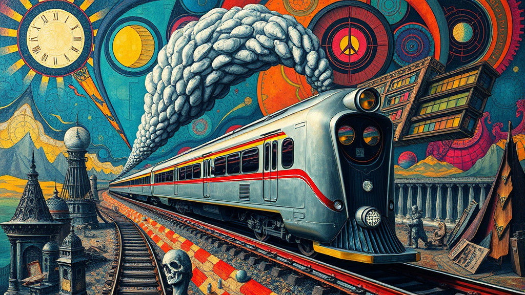 Mystical Peace Train in Surreal Art Deco Style