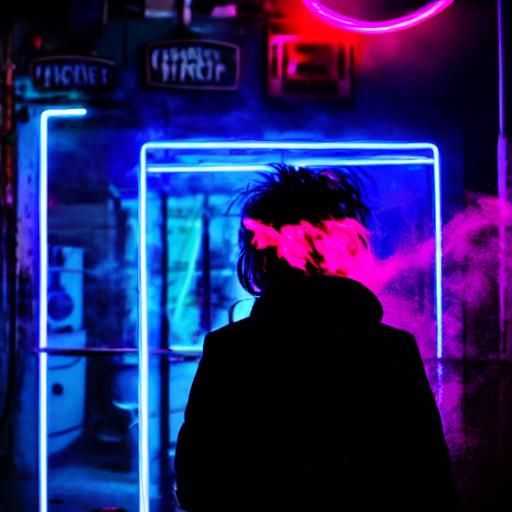 Intense Neon Goth Cityscape with Chrome Lizard