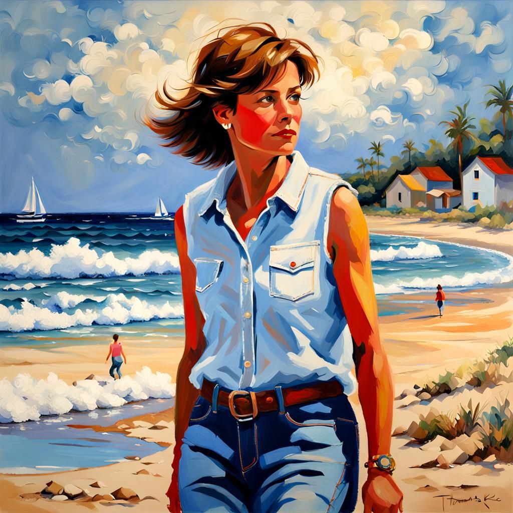 Abstract Beach Portrait in Complementary Colors