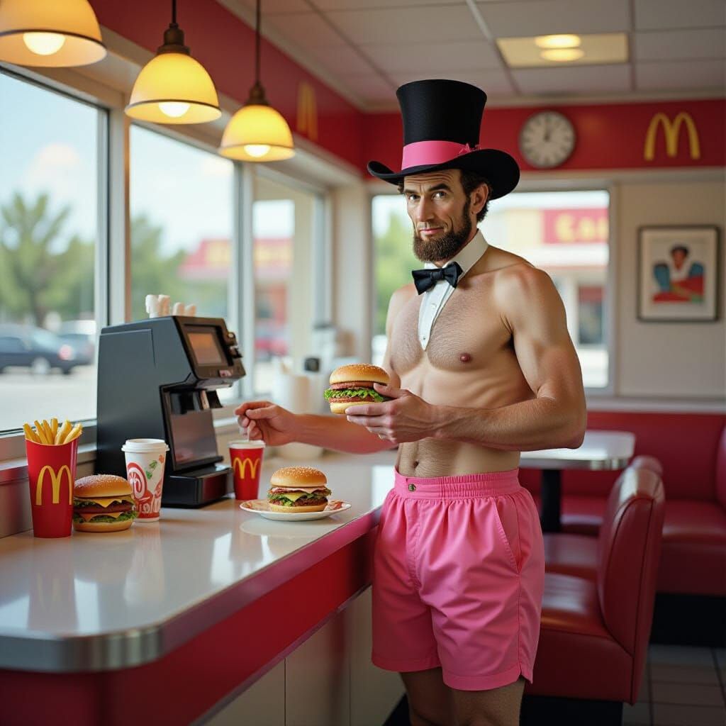 Lincoln's Fast Food Adventure in Rockwell Style