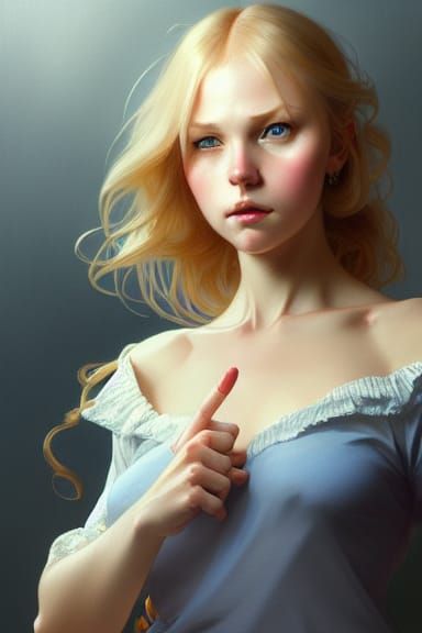 Blonde Woman Portrait in Hyperdetailed Style