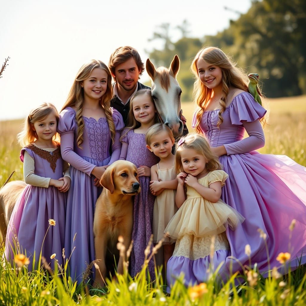 Renaissance-Inspired Family Portrait of Happy Parents and Ch...