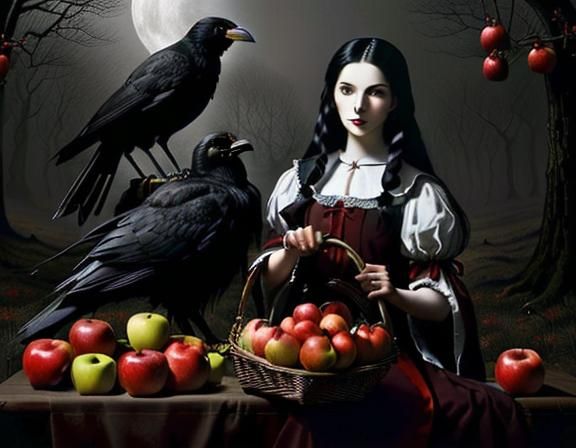 Snow White in Dark Gothic Scene