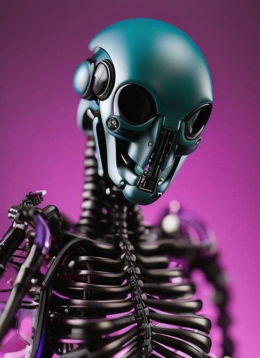 Macroshot of Eldritch Robot Skeleton Resin Miniature