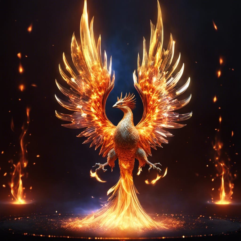 Holographic Phoenix Rises in Explosive 3D Render
