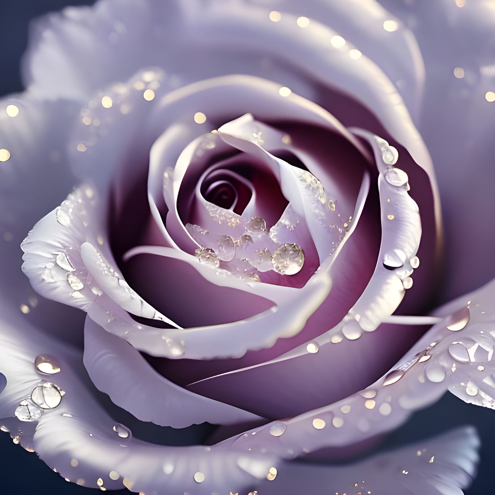 Photorealistic Rose with Glowing Petals and Gold Filigree