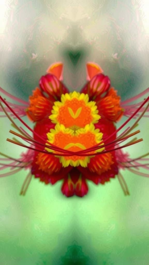 Abstract Red Orange Flower Mask in Ethereal Detail