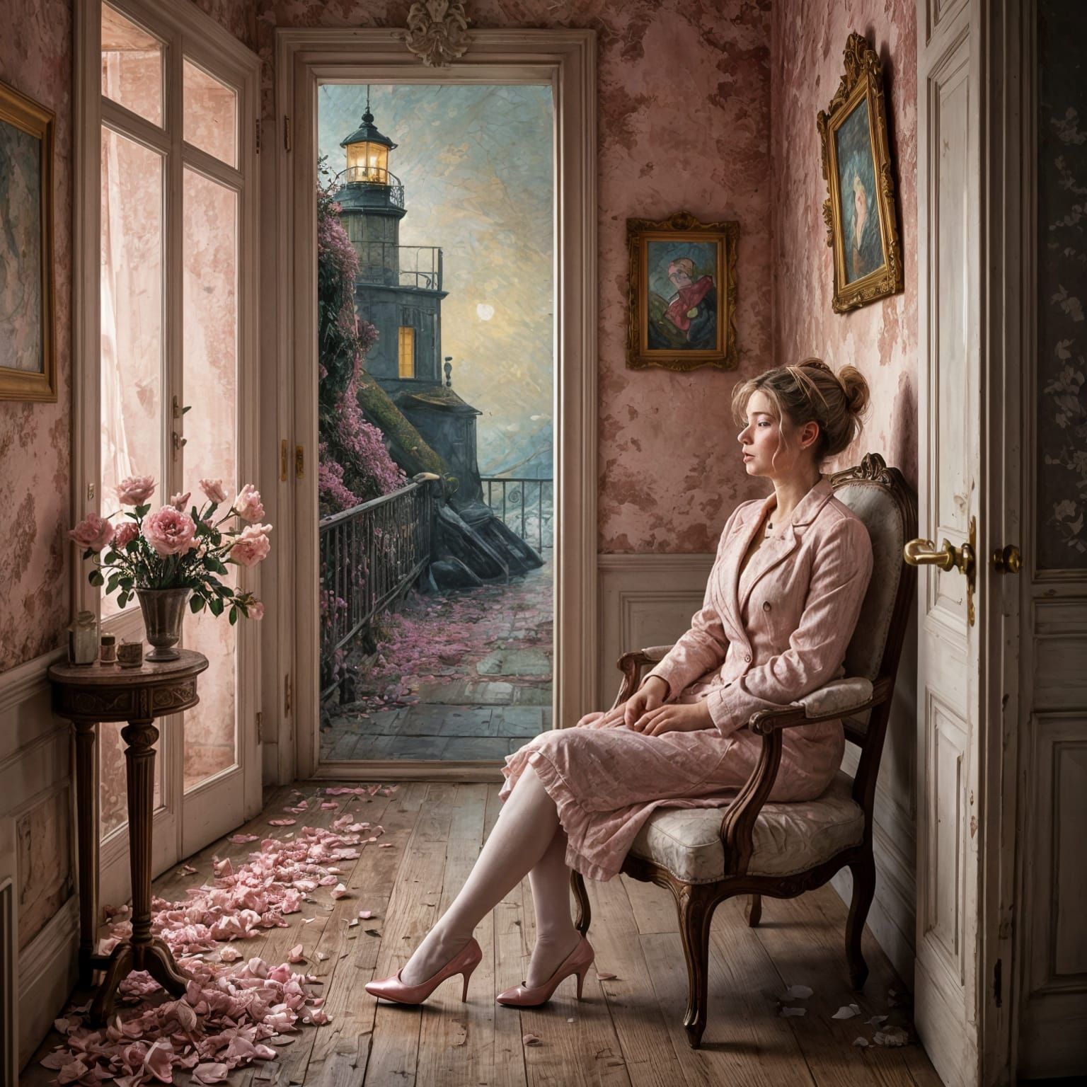 Melancholic Portrait of a Shabby Woman in Impressionist Styl...