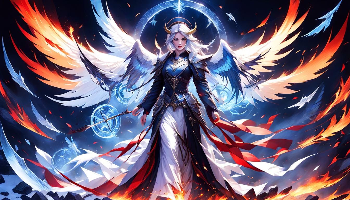 Nephalem: Balanced Angel and Demon Woman in Anime Art