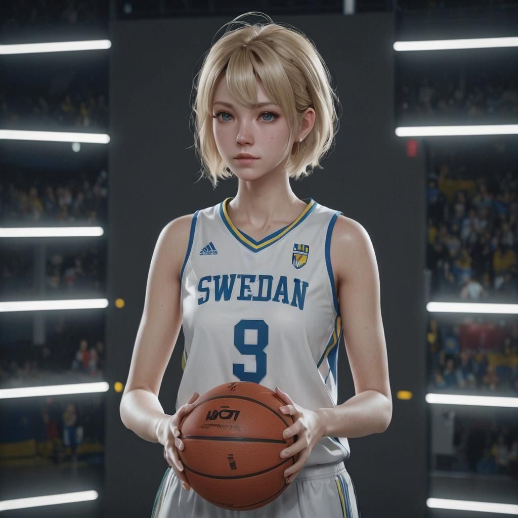 Anime Style Swedish Girl in Basketball Jersey