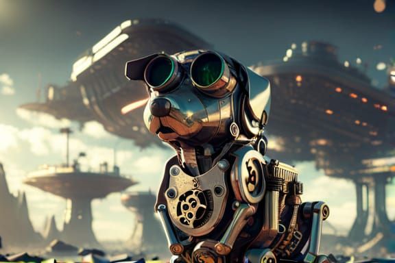 Steampunk Puppy with Intricate Mech Details