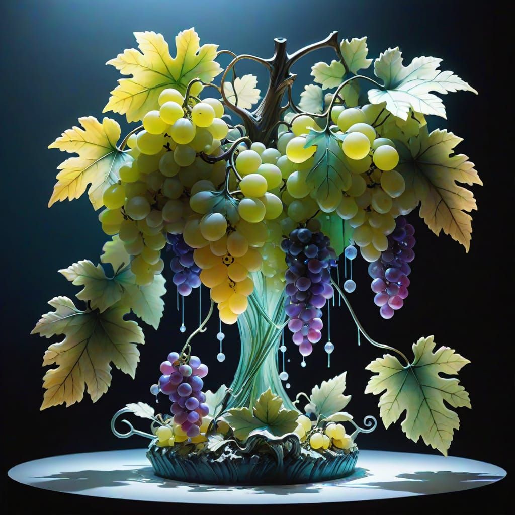 Glistening Jelly Grapes Luminous Art Sculpture