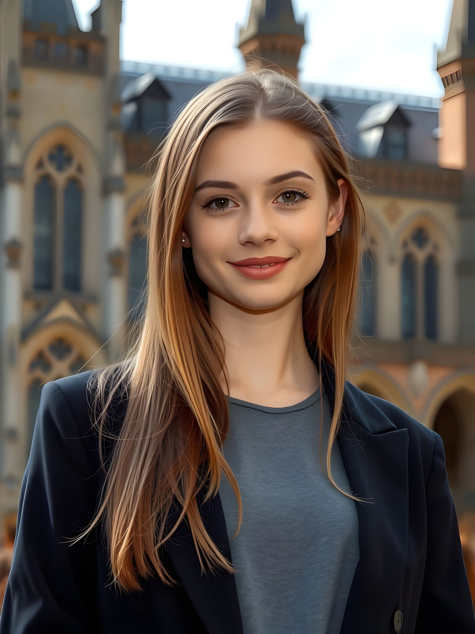 Portrait of a Smiling Woman in Black Blazer