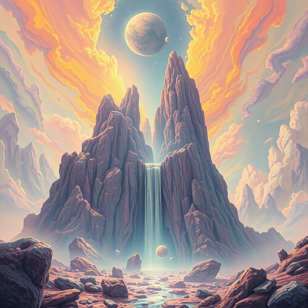 Surreal Futuristic Teenage Alien Dreamscape in Impasto Style