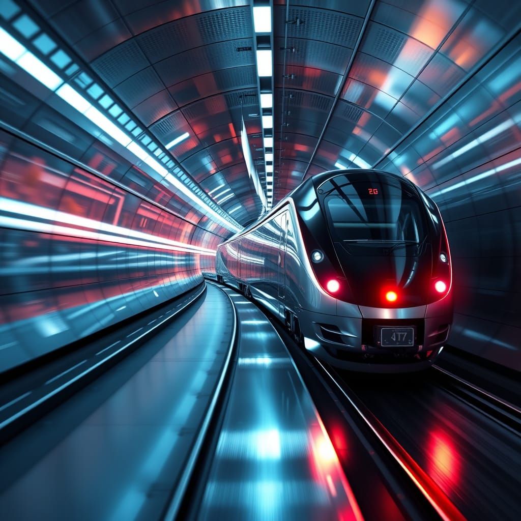 Sleek Modern Tunnel Unveils Supersonic TGV Train in Dramatic...