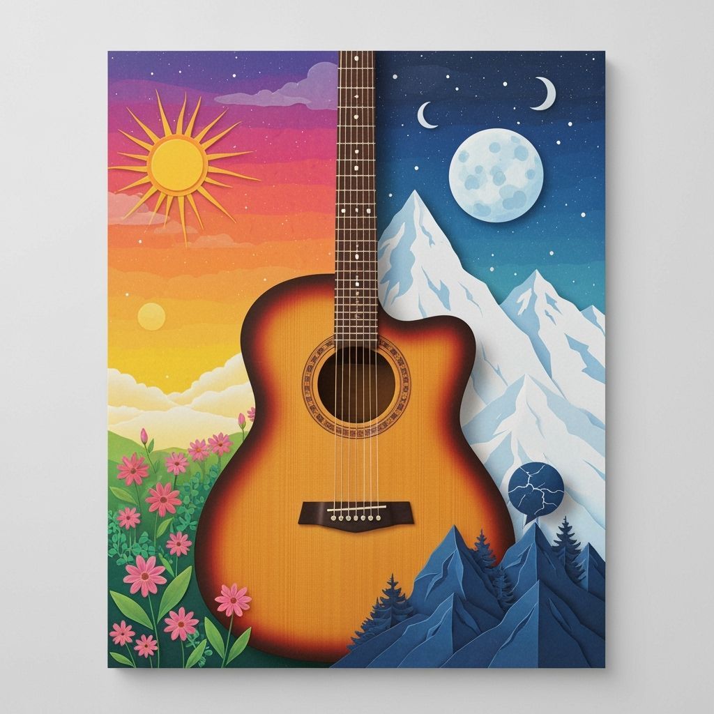 Yin and Yang Guitar: Summer and Winter in Origami